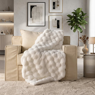 Reversible Blanket With Faux Fur Effect Home Decor - ivory cream
