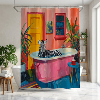Shower Curtain With Decorative Zebra Pattern for Bathroom