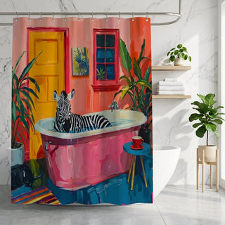 Shower Curtain With Decorative Zebra Pattern for Bathroom