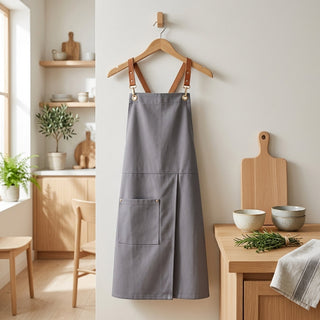 Kitchen Apron With Adjustable Split Pocket Utility Design - gray