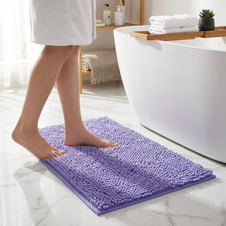 Chenille bath mat with non-slip backing - lavender