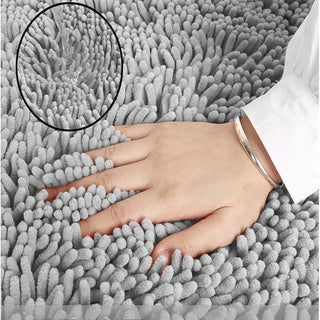 Chenille bath mat with non-slip backing