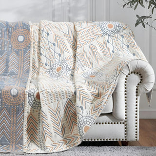 Plaid reversible throw blanket for sofa or bed