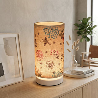 Table lamp with floral botanical decorative design - jasmine flower