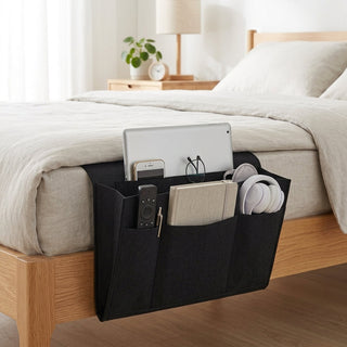 Bedside storage organizer with multifunction cable slots - ebony