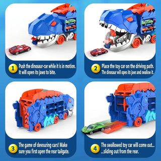 Dinosaur Transporter Car Set With Folding Die Cast Cars