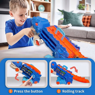 Dinosaur Transporter Car Set With Folding Die Cast Cars