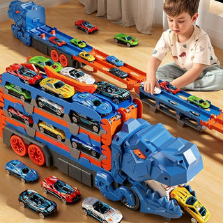 Dinosaur Transporter Car Set With Folding Die Cast Cars