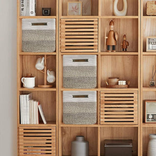 Woven storage basket with handles for organization