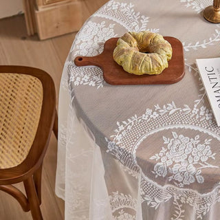Tablecloth with floral lace design for dining tables