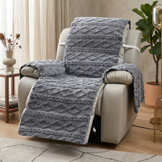 Chair Cover Quilted Diamond Recliner Design Non Slip Decorative - dark gray