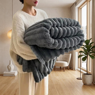 Decorative Blanket with Striped Pattern for Sofa Bed - charcoal gray