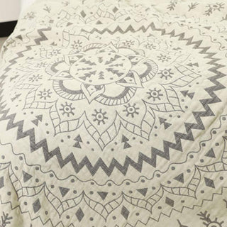 Decorative Blanket with Floral Mandala Pattern Reversible Design