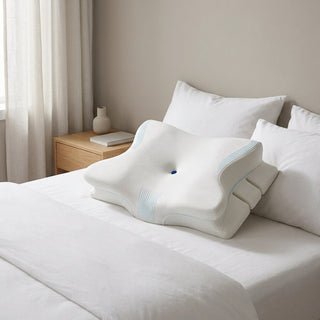 Ergonomic Memory Foam Neck Pillow with Dual Height Design