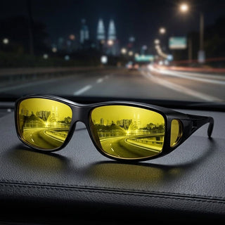 Driving Glasses with Polarized Anti Glare Lenses for Night - black body black lens