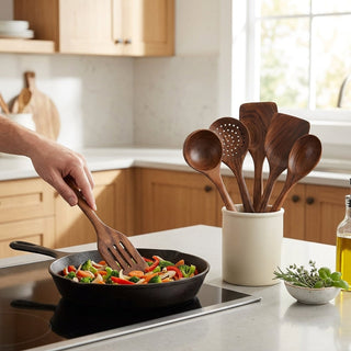 Kitchen Utensil Set Wooden with Spatula and Ladle