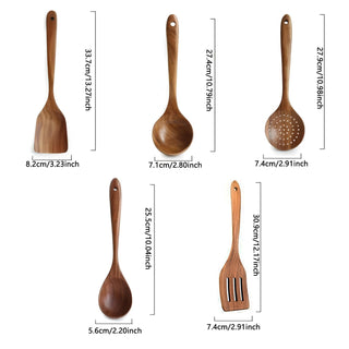 Kitchen Utensil Set Wooden with Spatula and Ladle