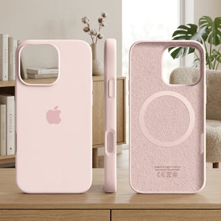Phone Case Silicone with Magnetic Compatibility and Microfiber Lining - pink