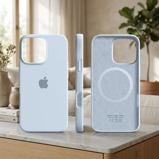 Phone Case Silicone with Magnetic Compatibility and Microfiber Lining - light blue