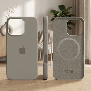 Phone Case Silicone with Magnetic Compatibility and Microfiber Lining - tan