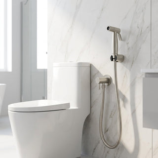 Bidet Sprayer For Toilet With Stainless Steel Wall Mount - silver