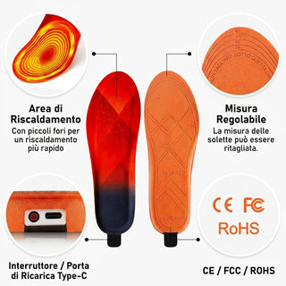 Heated Insoles With Rechargeable Battery And Adjustable Heat