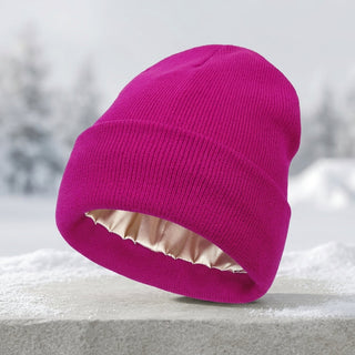 Winter Hat With Silk Lining For Cold Weather - magenta