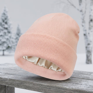 Winter Hat With Silk Lining For Cold Weather - pink