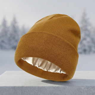 Winter Hat With Silk Lining For Cold Weather - brown