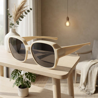 Clip On Sunglasses Fitting Over Prescription Eyeglasses - beige / pro