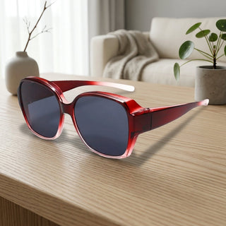 Clip On Sunglasses Fitting Over Prescription Eyeglasses - red / pro