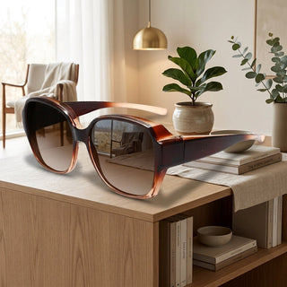 Clip On Sunglasses Fitting Over Prescription Eyeglasses - coffee / pro