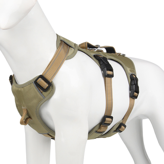 No-Pull Dog Harness with Reflective Strips and Adjustable Buckle - khaki