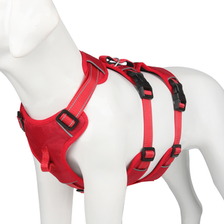 No-Pull Dog Harness with Reflective Strips and Adjustable Buckle - red