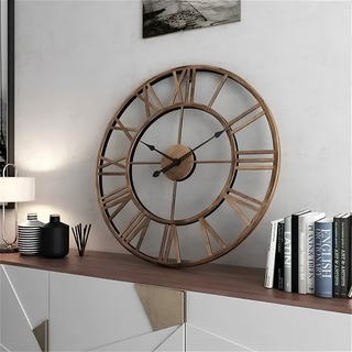 Retro Metal Wall Clock with Roman Numerals and Silent Operation