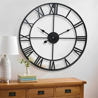 Retro Metal Wall Clock with Roman Numerals and Silent Operation