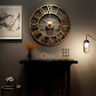 Retro Metal Wall Clock with Roman Numerals and Silent Operation