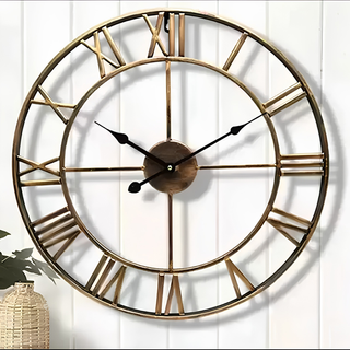 Retro Metal Wall Clock with Roman Numerals and Silent Operation