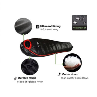 Cold Weather Sleeping Bag with Ripstop Nylon and Adjustable Hood