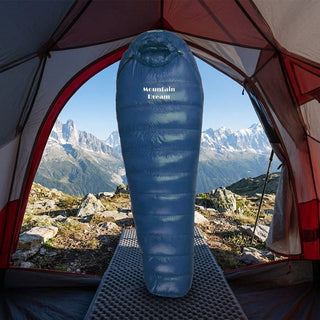 Cold Weather Sleeping Bag with Ripstop Nylon and Adjustable Hood - navy blue
