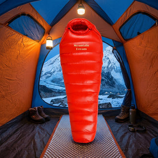 Cold Weather Sleeping Bag with Ripstop Nylon and Adjustable Hood - red