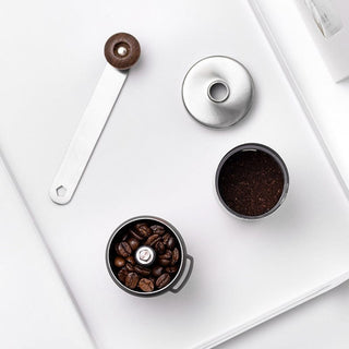 Manual Coffee Grinder with Adjustable Ceramic Burrs and Foldable Handle