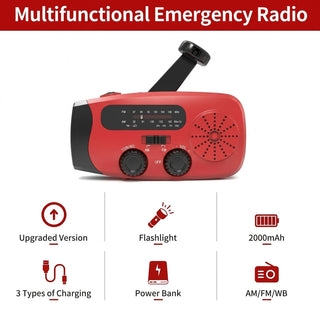 Solar Powered Emergency Radio With SOS Alarm And Hand Crank Charging LED | Palmer