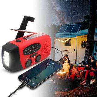 Solar Powered Emergency Radio With SOS Alarm And Hand Crank Charging LED | Palmer