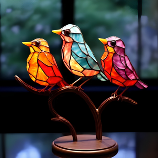Stained Glass Table Lamp With Handmade Artistic Design And Metal Frame | Pearson