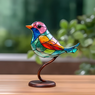 Stained Glass Table Lamp With Handmade Artistic Design And Metal Frame | Pearson