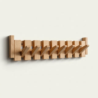 Piano Coat Rack Wall Mounted With Hooks And Solid Wood Construction | Perry