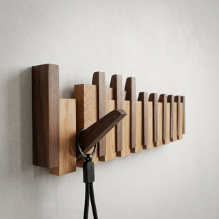 Piano Coat Rack Wall Mounted With Hooks And Solid Wood Construction | Perry