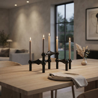 Modern Metal Candle Holder With Modular Construction And Coated Steel Body | Treadwell
