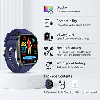 HealthSync Smart Watch With Non Invasive Blood Glucose And Heart Rate Monitoring | Wycliffe